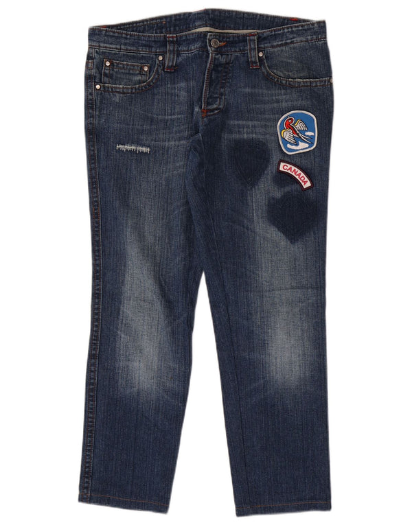 Dsquared2 Womens Canada Distressed Straight Jeans IT 50 XL W34 L28 Blue