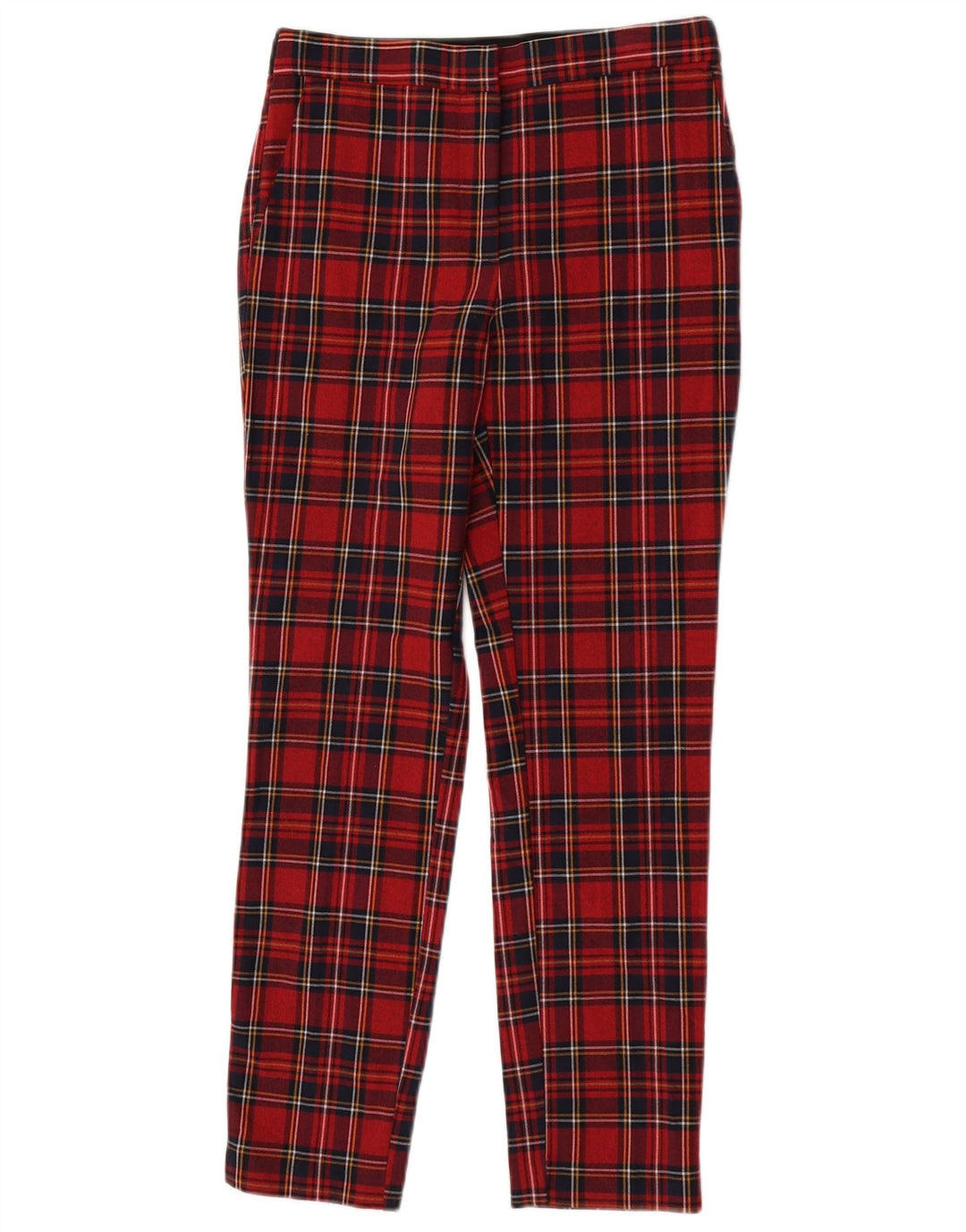 Zara Γυναικείο Slim Casual Παντελόνι Small W26 L26 Red Check Polyester