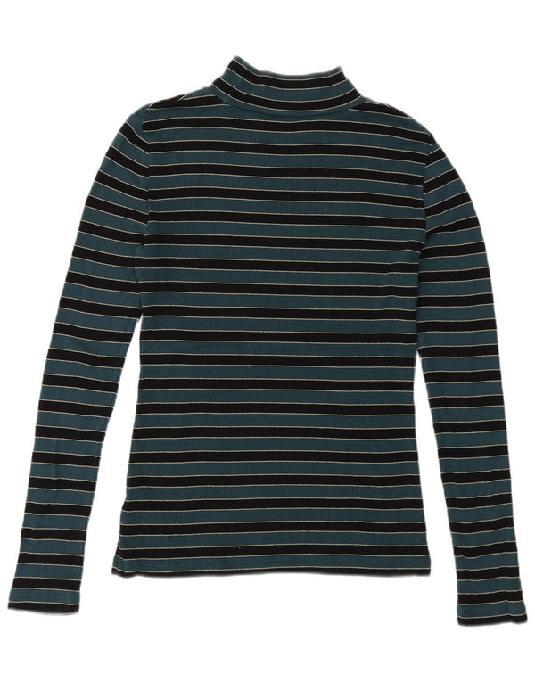 Γυναικείο πουλόβερ με λαιμό χελώνας με χοντρό πρόσωπο UK 12 μεσαίο πράσινο ριγέ