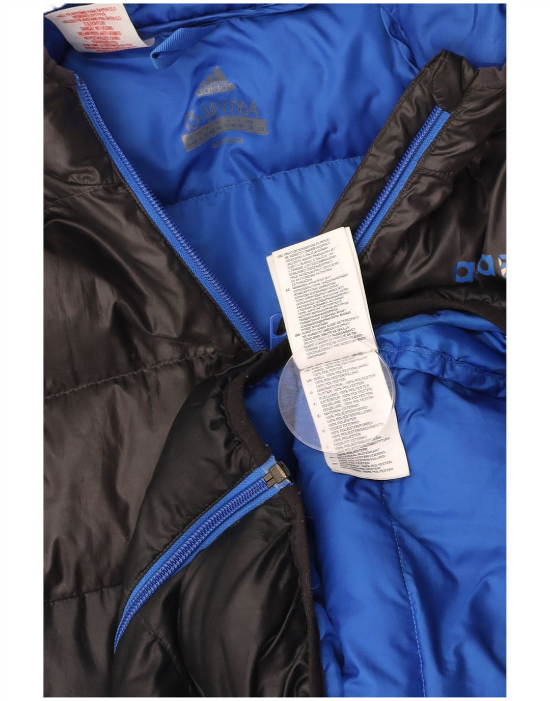 Μπουφάν ADIDAS για αγόρια με κουκούλα με επένδυση 13-14 ετών Μαύρο πολυεστέρας