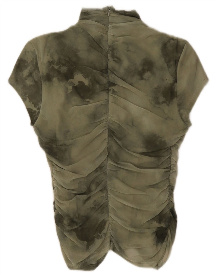 Zara Γυναικεία Μπλούζα Τοπ UK 12 Medium Green Tie Dye Polyester