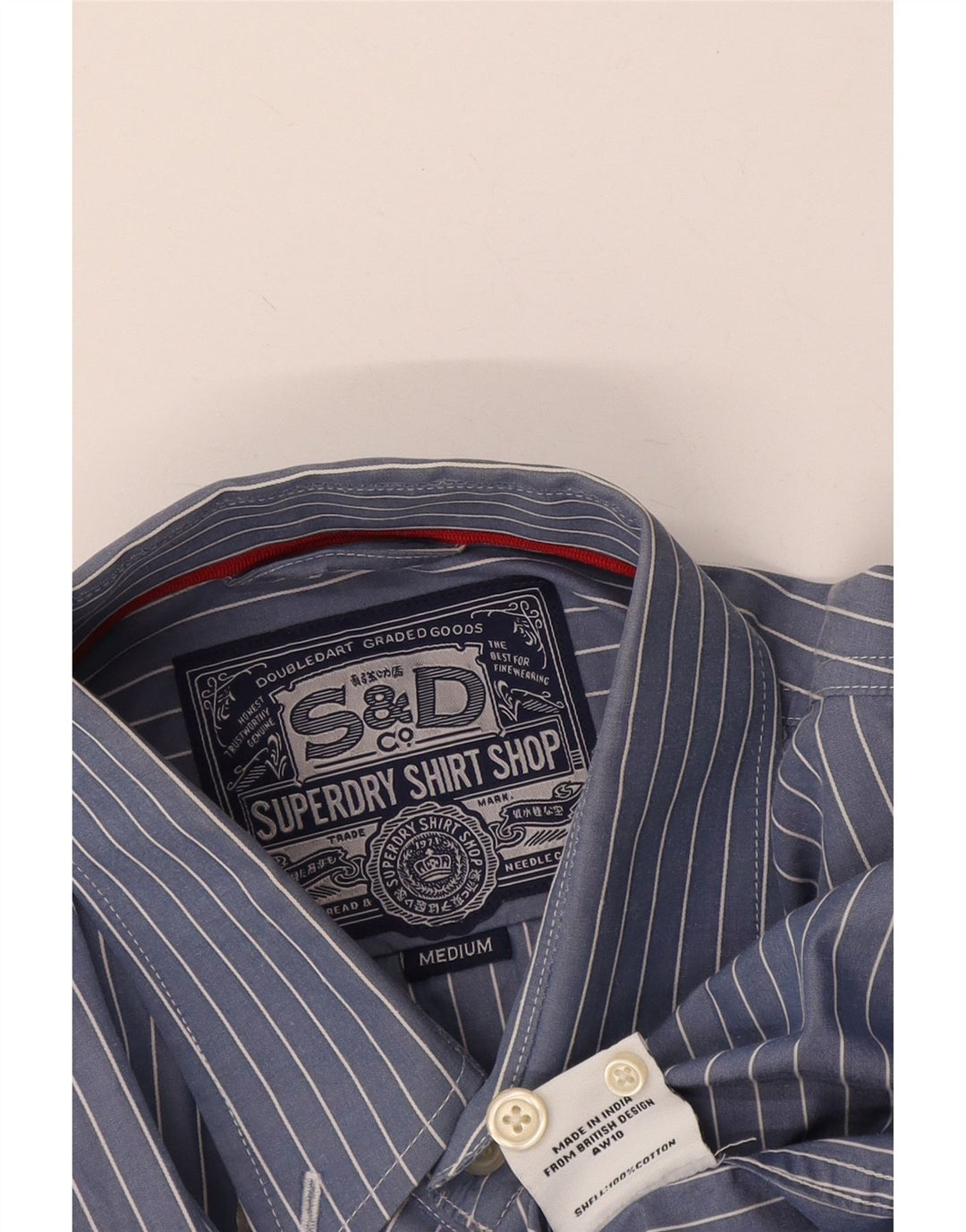 Ανδρικό πουκάμισο Superdry Βαμβακερό μεσαίο μπλε ριγέ