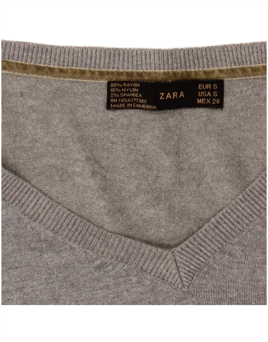 Zara Γυναικείο πουλόβερ με λαιμόκοψη με V λαιμόκοψη UK 8 Small Grey