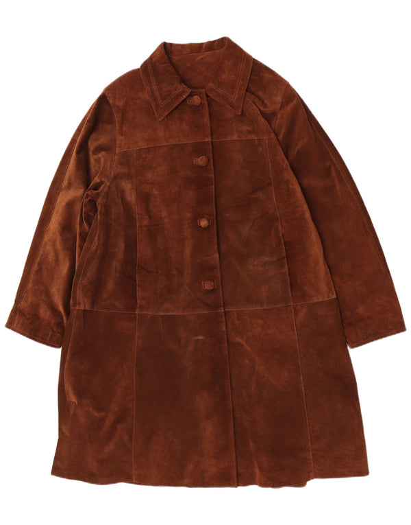 Lavorazione Artigiana Γυναικείο σουέτ πανωφόρι UK 10 Small Brown