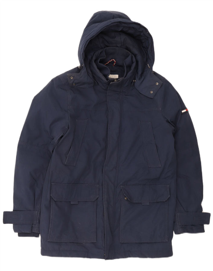 Ανδρικό παλτό με κουκούλα Tommy Hilfiger UK 38 Medium Navy Blue