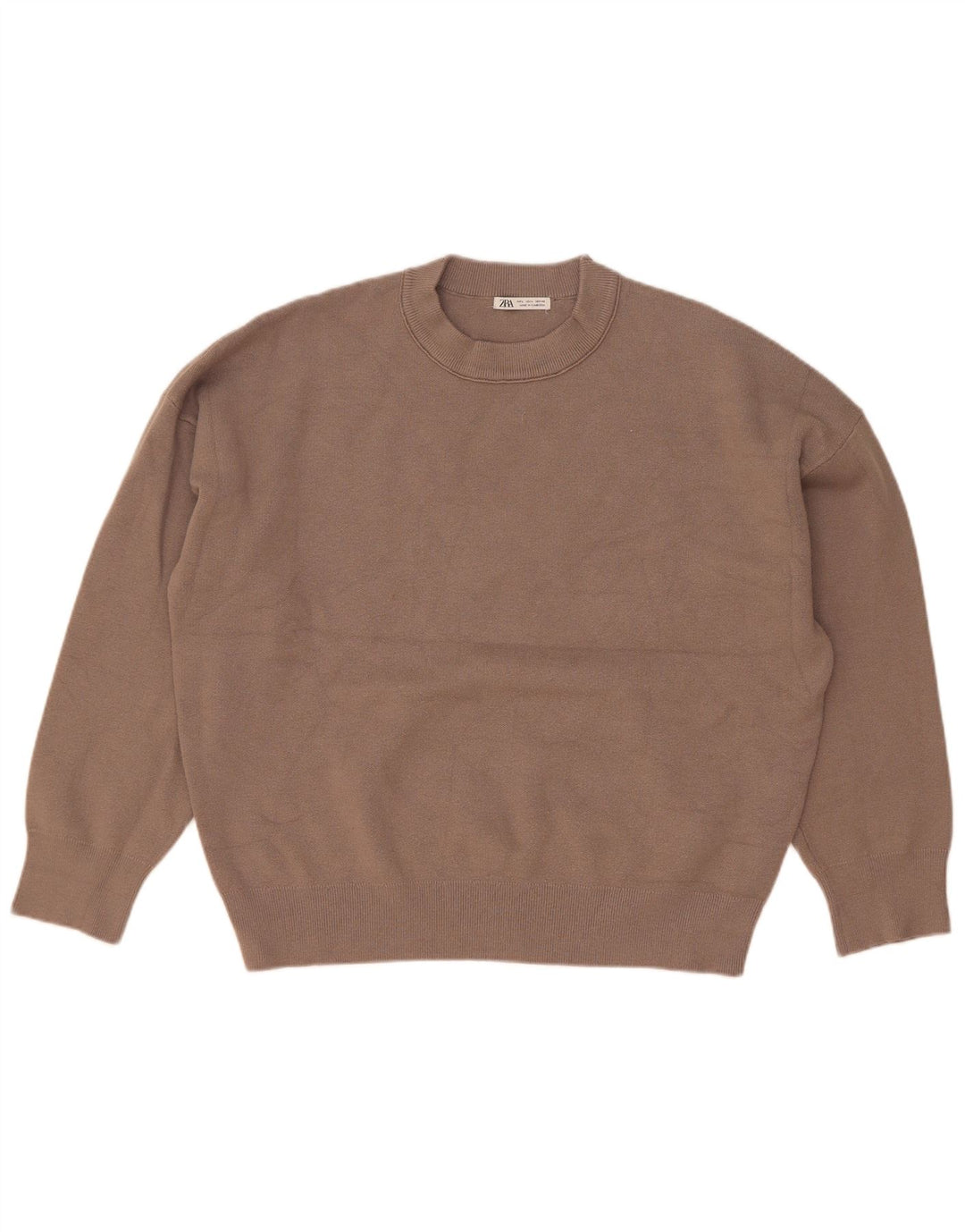 Ανδρικό πουλόβερ Zara Crew Neck Jumper Μεγάλη καφέ βισκόζη