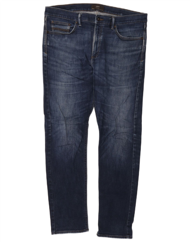 Marks & Spencer Ανδρικό Slim Jeans W38 L33 Navy Blue Cotton