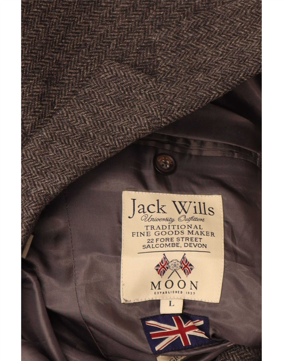 Jack Wills Ανδρικό σακάκι 2 κουμπιών UK 40 μεγάλο γκρι μαλλί ψαροκόκαλο