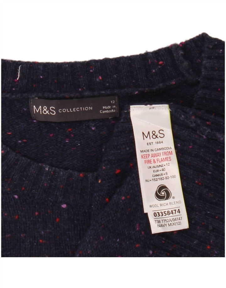 Marks & Spencer Γυναικείο πουλόβερ με λαιμόκοψη UK 12 Medium Navy Blue