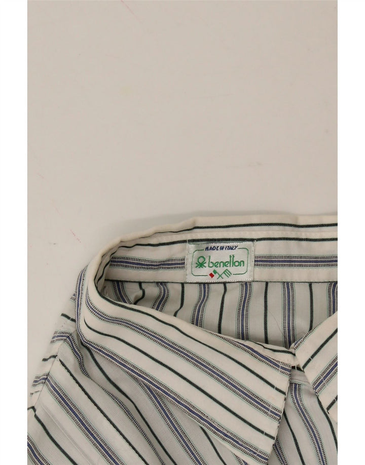 BENETTON Womens Shirt IT 46 Large White Striped Vintage Benetton and Second-Hand Benetton from Messina Hembry 