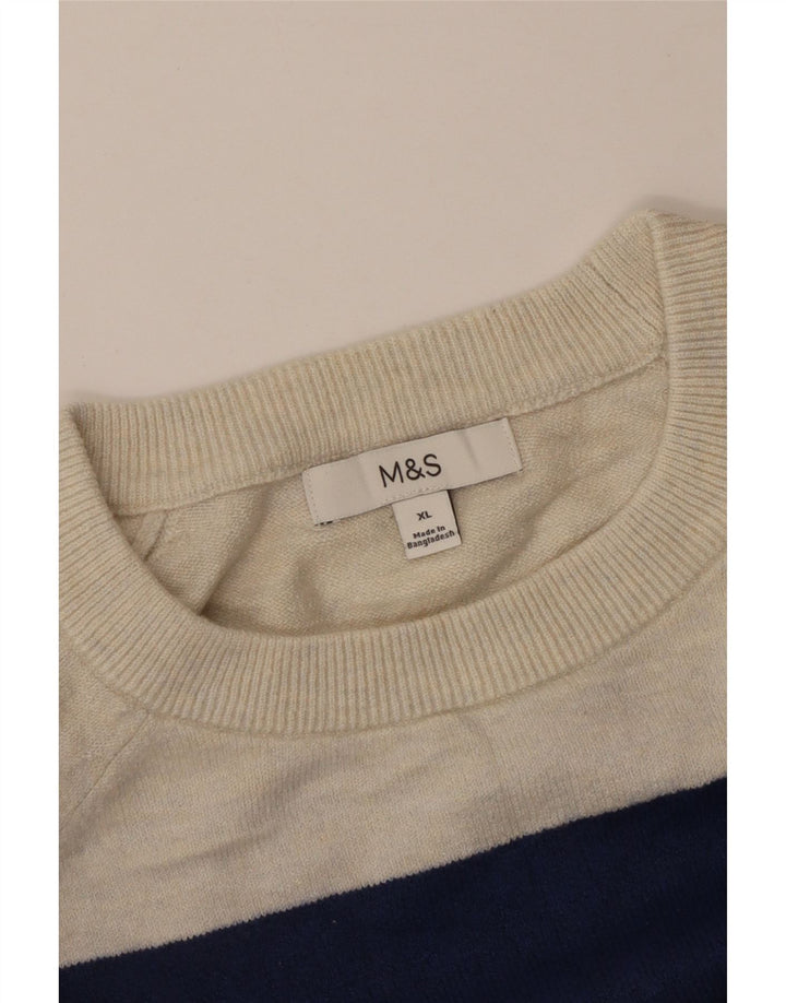 MARKS & SPENCER Γυναικείο πουλόβερ με λαιμόκοψη UK 18 XL Navy Blue ριγέ