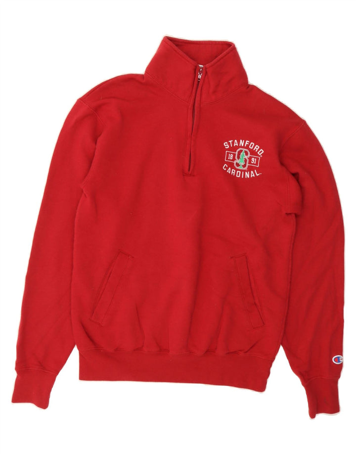 CHAMPION Mens Stanford Cardinal Zip Neck Sweatshirt Jumper Small Red Vintage Champion and Second-Hand Champion from Messina Hembry 