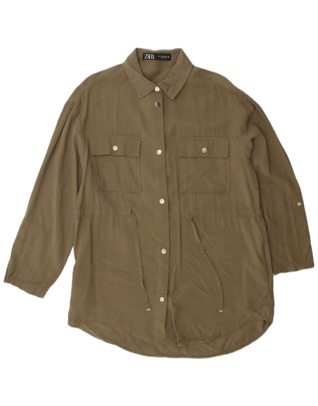 Zara Γυναικείο πουκάμισο UK 14 Medium Khaki Viscose