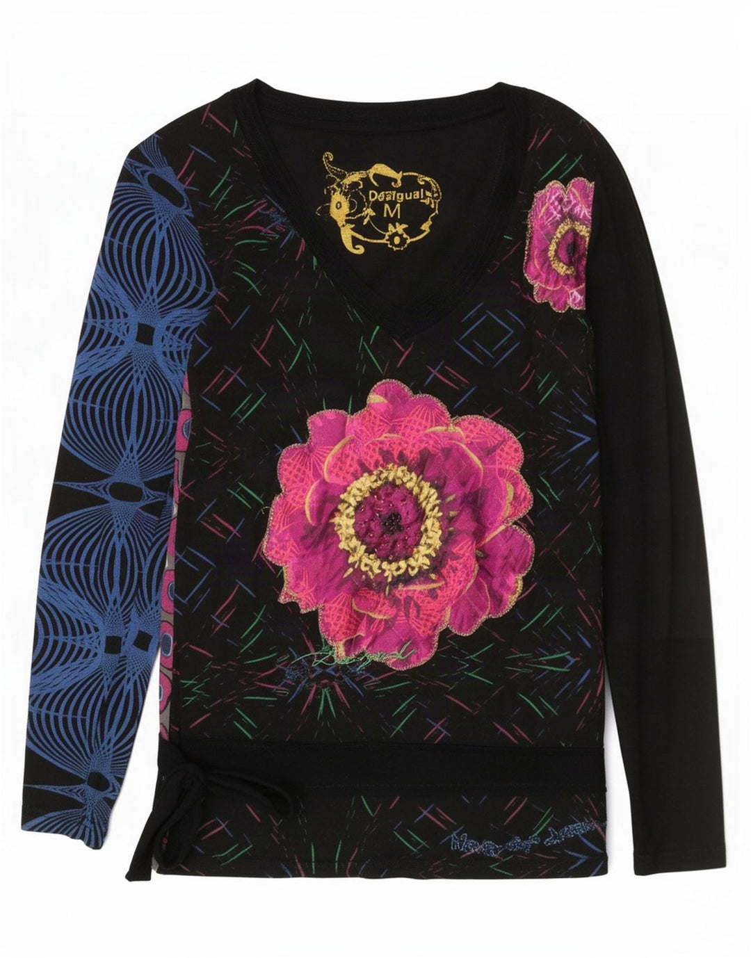 Desigual Γυναικεία Abstract Pattern Μπλούζα Top UK 12 Medium πολύχρωμη