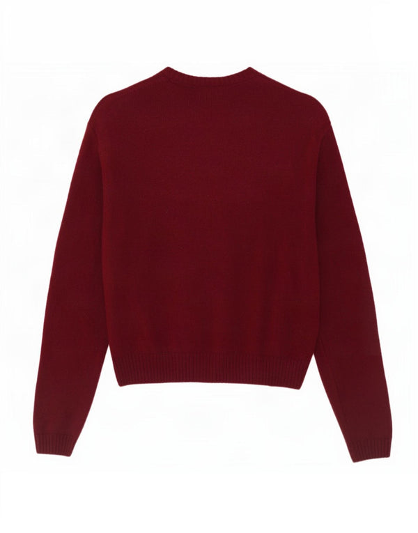 Zara Γυναικείο πουλόβερ ζακέτα UK 18 XL Μαλλί μπορντό