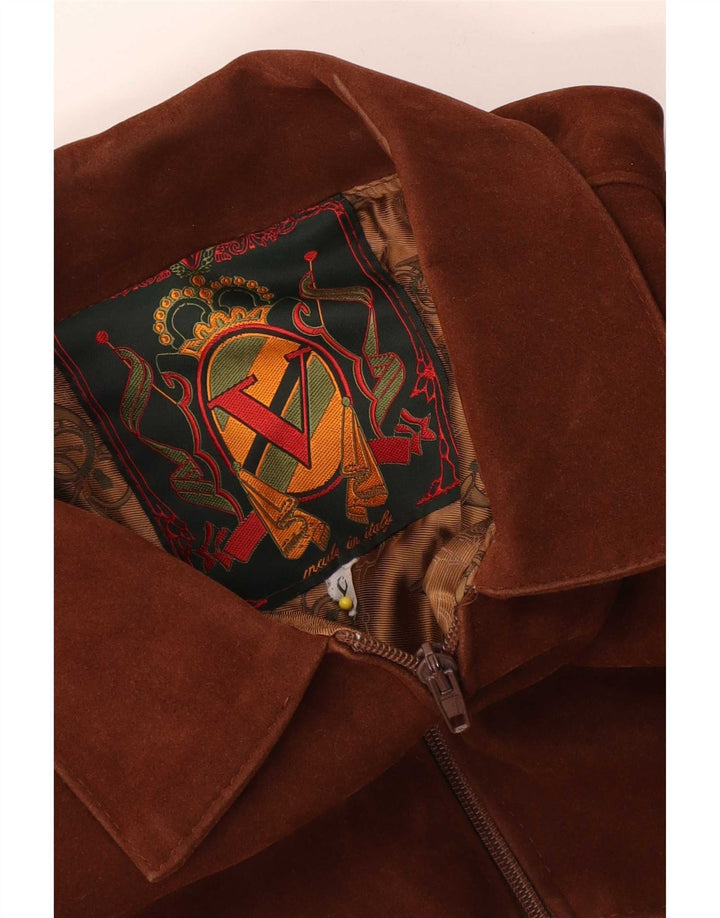 Vintage Ανδρικό Suede Bomber Jacket UK 40 Large Brown