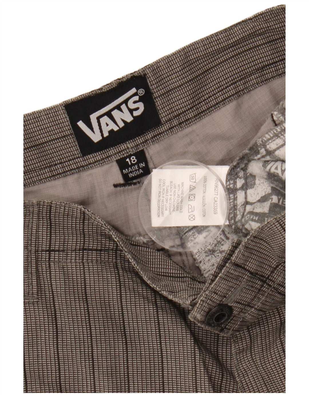 VANS Boys Chino Shorts 14-15 Years XL W30 Grey Pinstripe Cotton