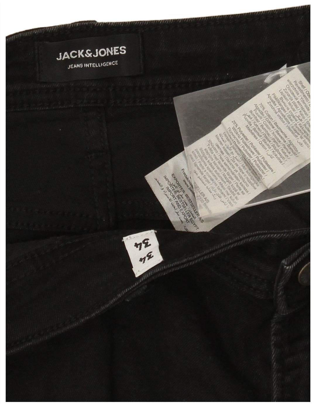 Jack & Jones Ανδρικό τζιν ίσιο W34 L34 μαύρο βαμβακερό