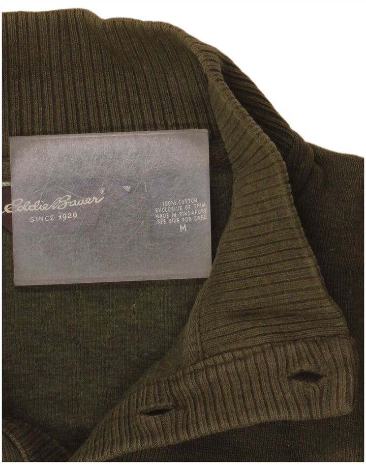 EDDIE BAUER Ανδρικό πουλόβερ με λαιμό με κουμπιά, μεσαίο βαμβακερό χακί