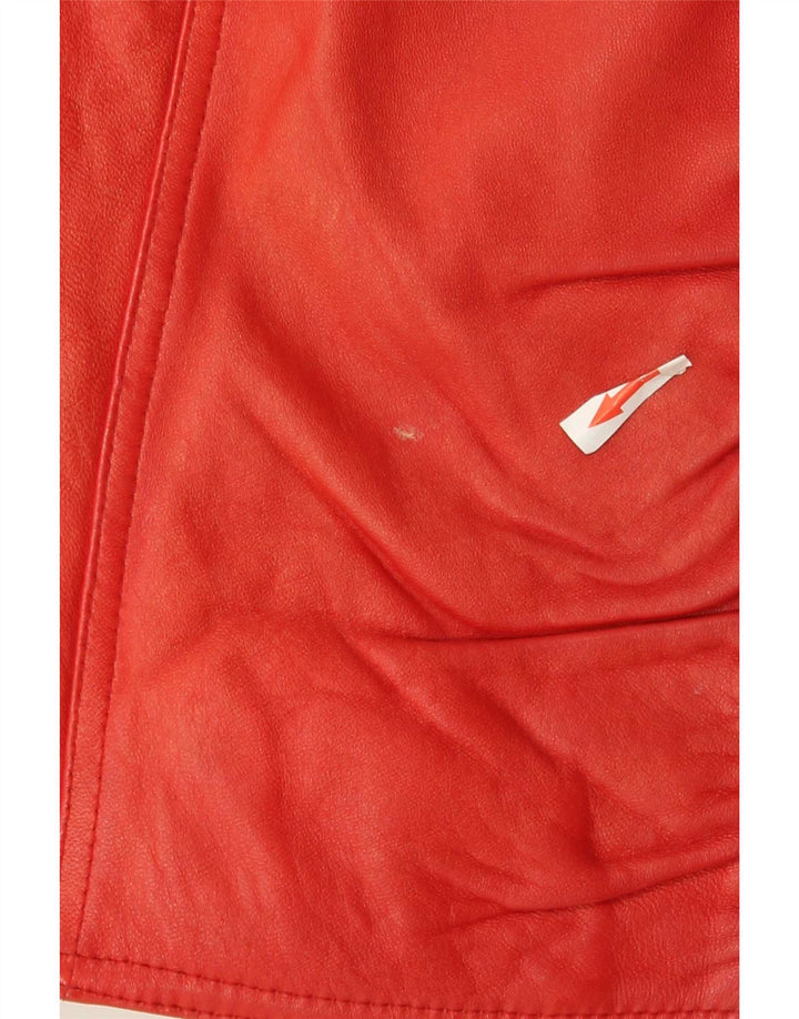 VINTAGE Γυναικείο Crop Δερμάτινο Σακάκι Racer IT 42 Δερμάτινο μεσαίο κόκκινο