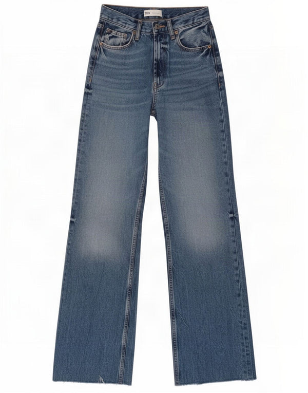 Γυναικείο τζιν ψηλόμεσο φαρδύ πόδι Zara EU 32 2XS W22 L33 Μπλε βαμβακερό