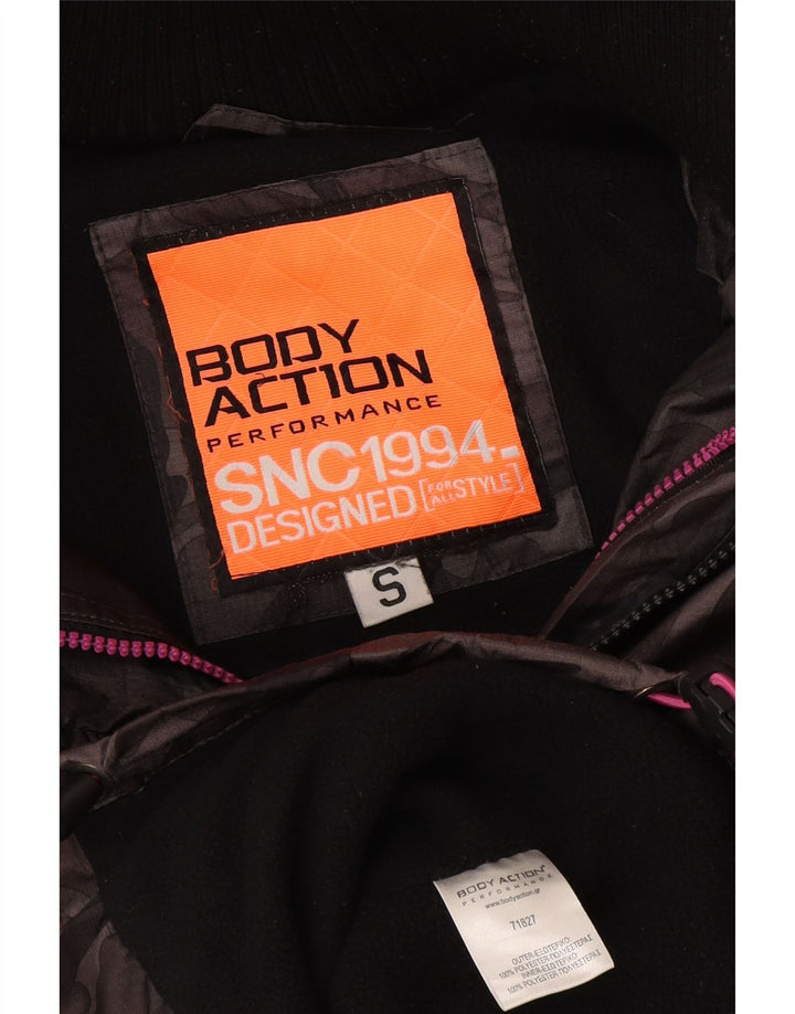 Vintage γυναικείο μπουφάν με κουκούλα αντιανεμικό UK 10 μικρό γκρι καμουφλάζ