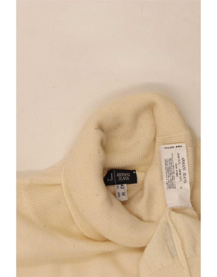 Armani Jeans Γυναικείο πουλόβερ με ρολό λαιμόκοψη UK 12 μεσαίο μπεζ μαλλί