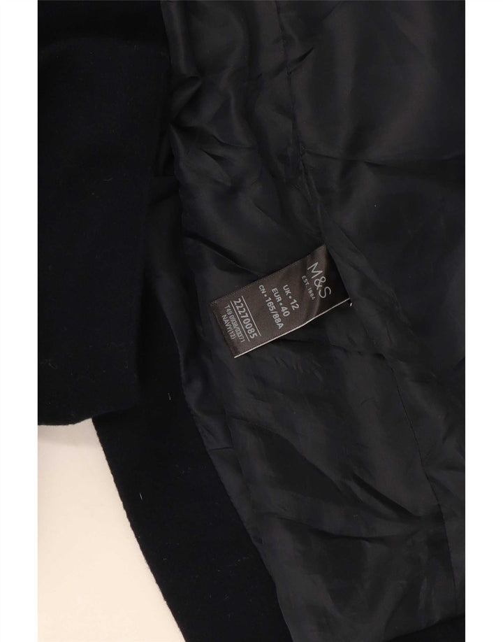 Zara Γυναικείο Πανωφόρι UK 12 Medium Navy Blue Wool