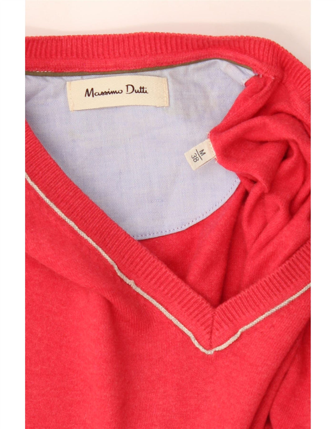 MASSIMO DUTTI Mens V-Neck Jumper Sweater Medium Pink Vintage Massimo Dutti and Second-Hand Massimo Dutti from Messina Hembry 