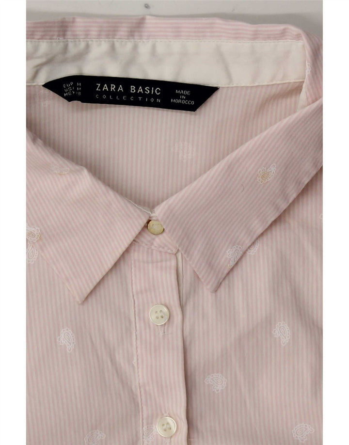 Zara γυναικείο μακρυμάνικο πουλόβερ πουκάμισο UK 12 μεσαίο ροζ Paisley βαμβακερό