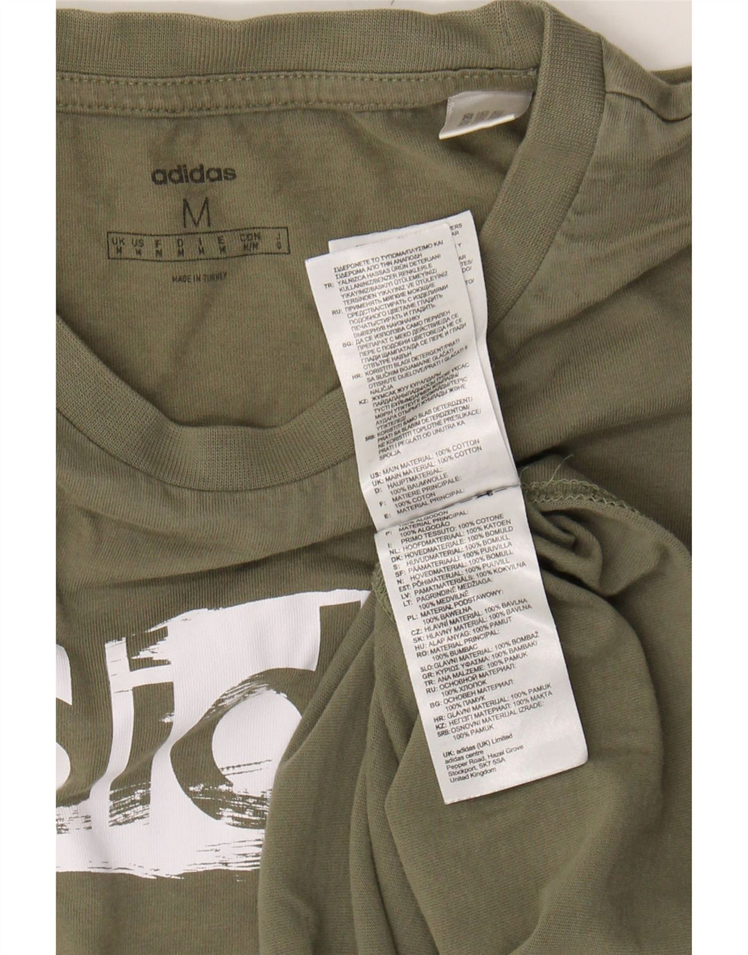 ADIDAS Mens Graphic T-Shirt Top Medium Khaki Cotton Vintage Adidas and Second-Hand Adidas from Messina Hembry 