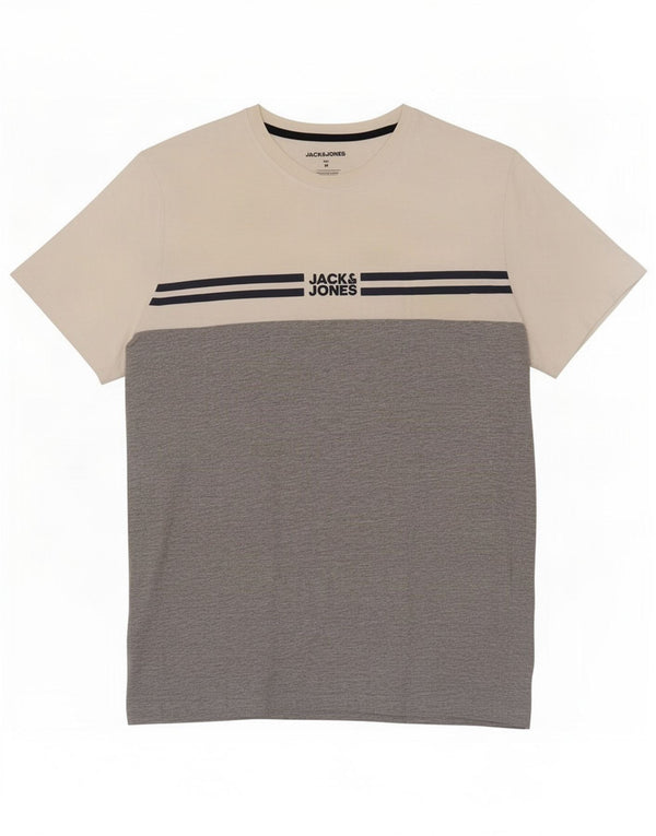 Ανδρικό γραφικό μπλουζάκι Jack & Jones Top Medium White Colourblock Βαμβακερό