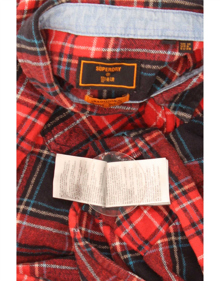 Superdry γυναικείο φανελένιο πουκάμισο UK 10 Small Red Check Cotton
