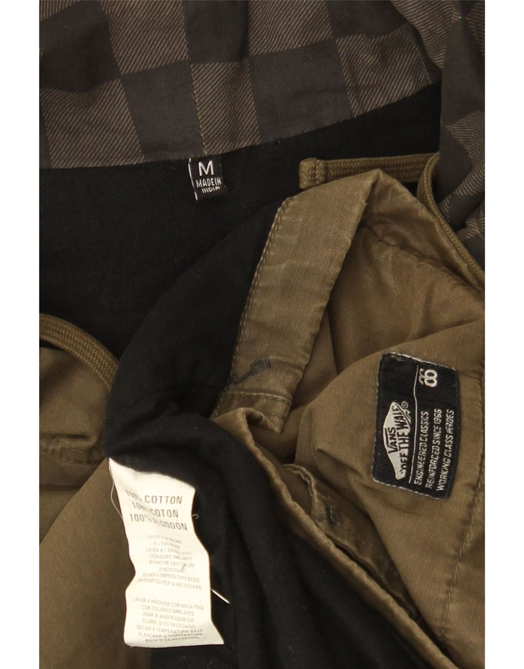 Vans Mens Hooded Utility Jacket UK 38 Medium Khaki Geometric