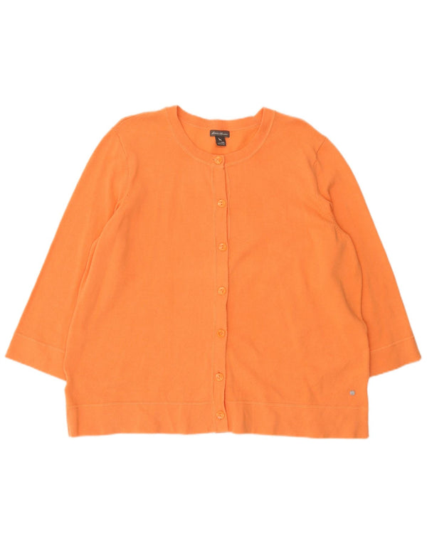Eddie Bauer Γυναικείο πουλόβερ ζακέτα με 3/4 μανίκια UK 20 2XL Πορτοκαλί βαμβακερό