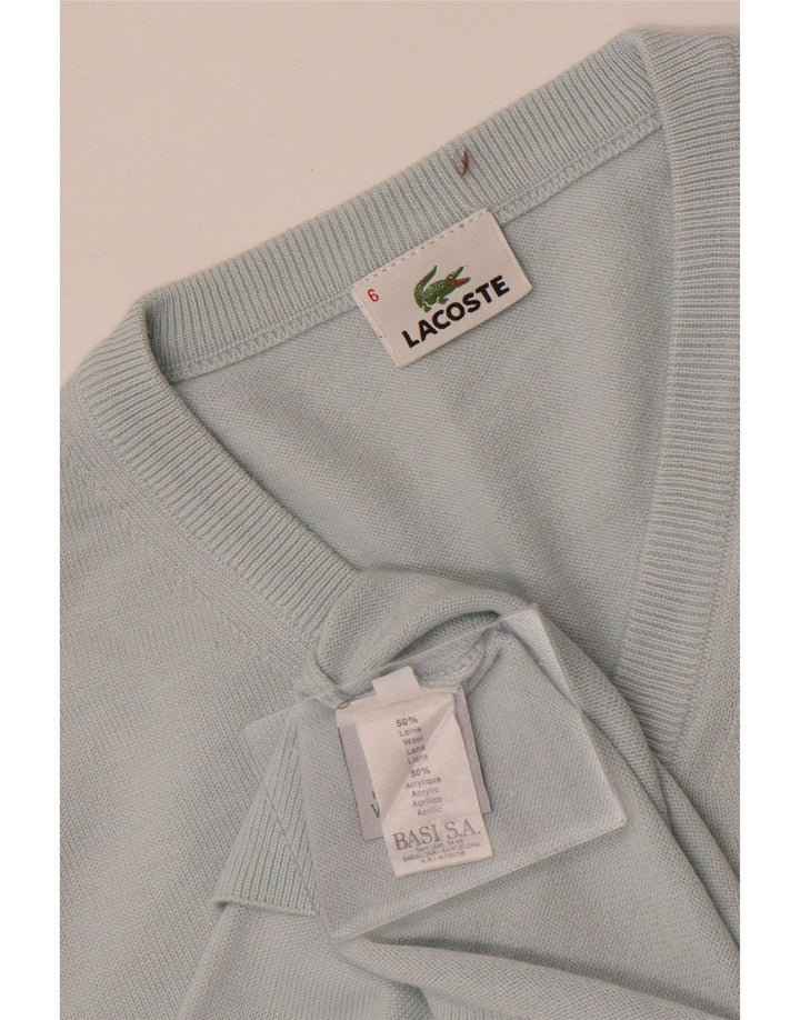 Ανδρικό πουλόβερ Lacoste με V λαιμόκοψη, μέγεθος 6 XL μπλε μαλλί