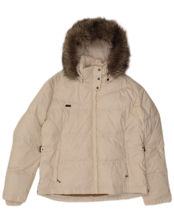 COLUMBIA Γυναικείο μπουφάν με κουκούλα UK 18 XL Λευκός Πολυεστέρας