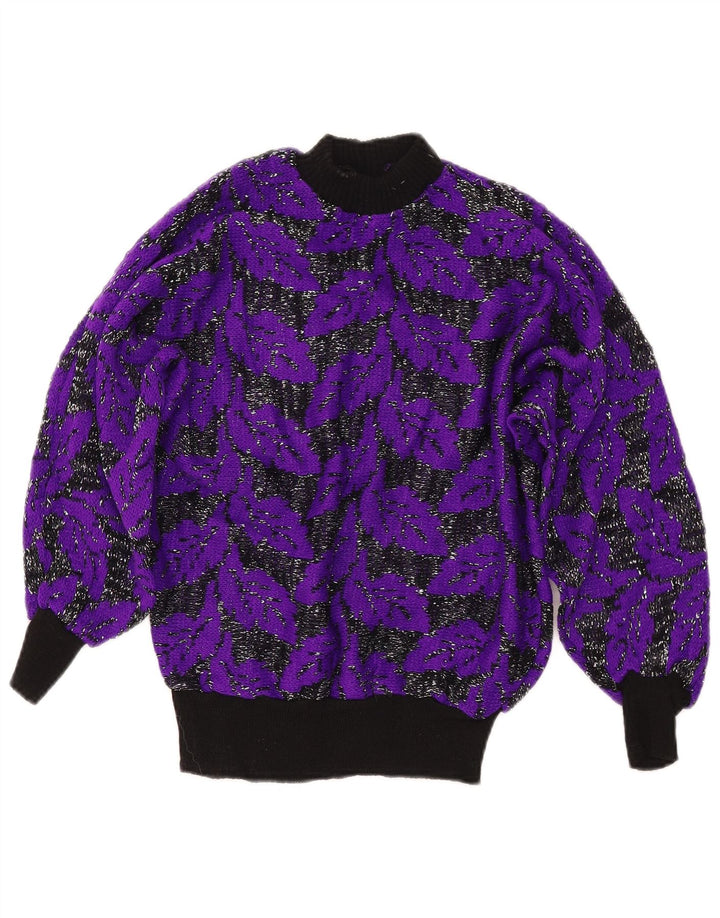 Γυναικείο πουλόβερ με λαιμό χελώνα VINTAGE UK 8 Small Purple Colourblock