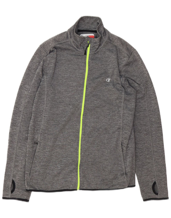 Champion Mens Tracksuit Top Jacket Large Grey Flecked Polyester