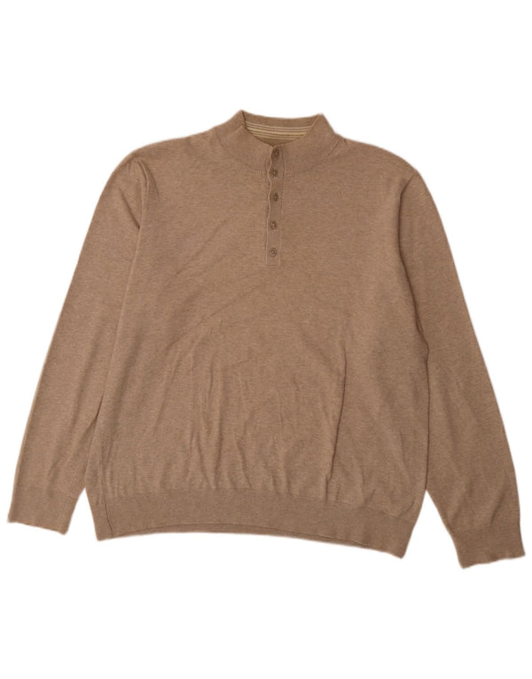 Ανδρικό πουλόβερ Marks & Spencer Blue Harbor με λαιμό πουλόβερ XL Beige