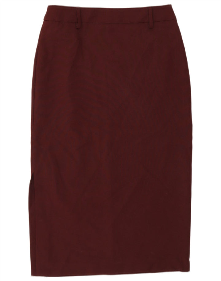 Benetton Γυναικεία Midi Φούστα IT 44 Medium W28 Βουργουνδίας Πολυεστέρας