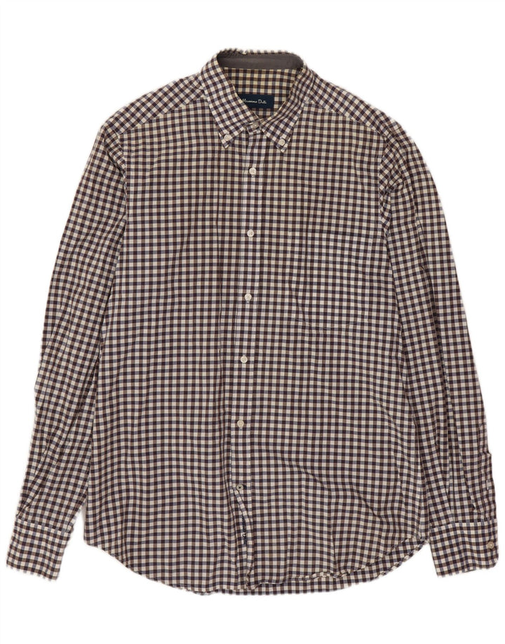 Ανδρικό πουκάμισο Massimo Dutti σε μεσαίο καφέ Gingham