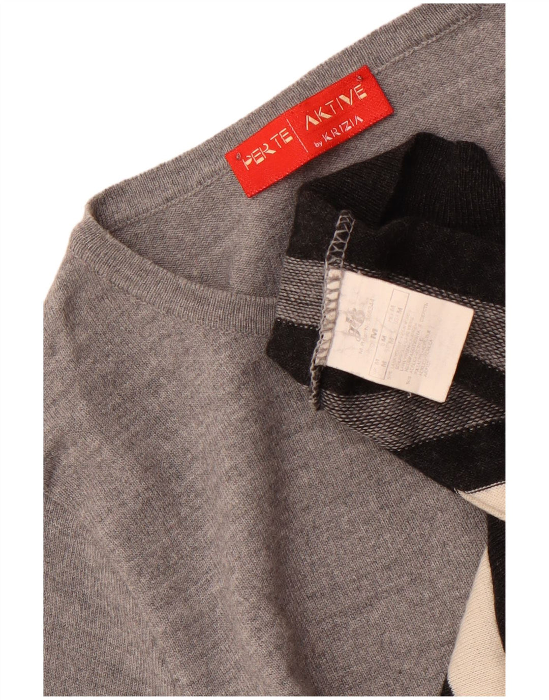 Perte by Krizia Γυναικείο πουλόβερ με λαιμό σκάφος UK 14 μεσαίο γκρι ριγέ