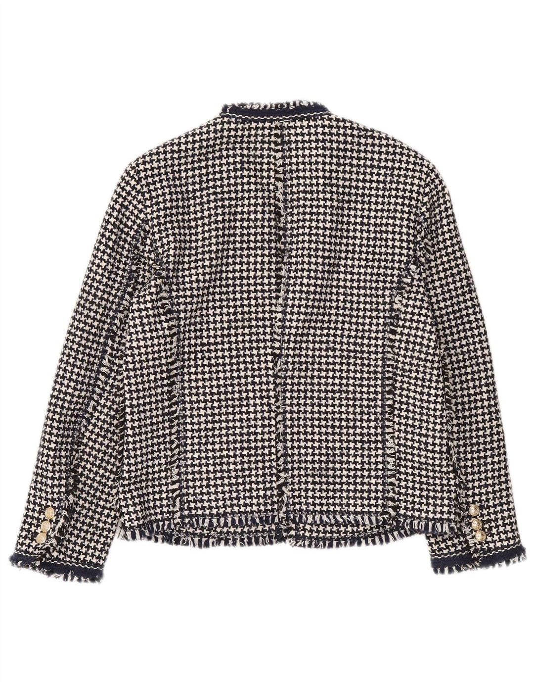 Zara Γυναικείο Open Blazer Jacket UK 12 Medium Black Houndstooth