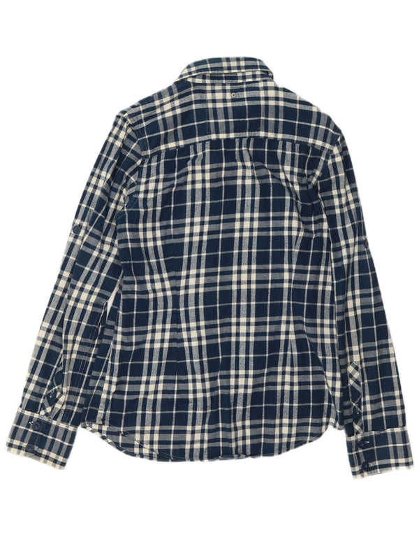 Superdry Γυναικείο Φανελένιο Πουκάμισο UK 14 Μεγάλο Βαμβακερό καρό μπλε ναυτικό