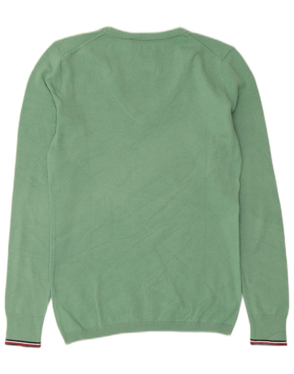 Tommy Hilfiger Γυναικείο πουλόβερ με V λαιμόκοψη UK 6 XS Πράσινο βαμβακερό