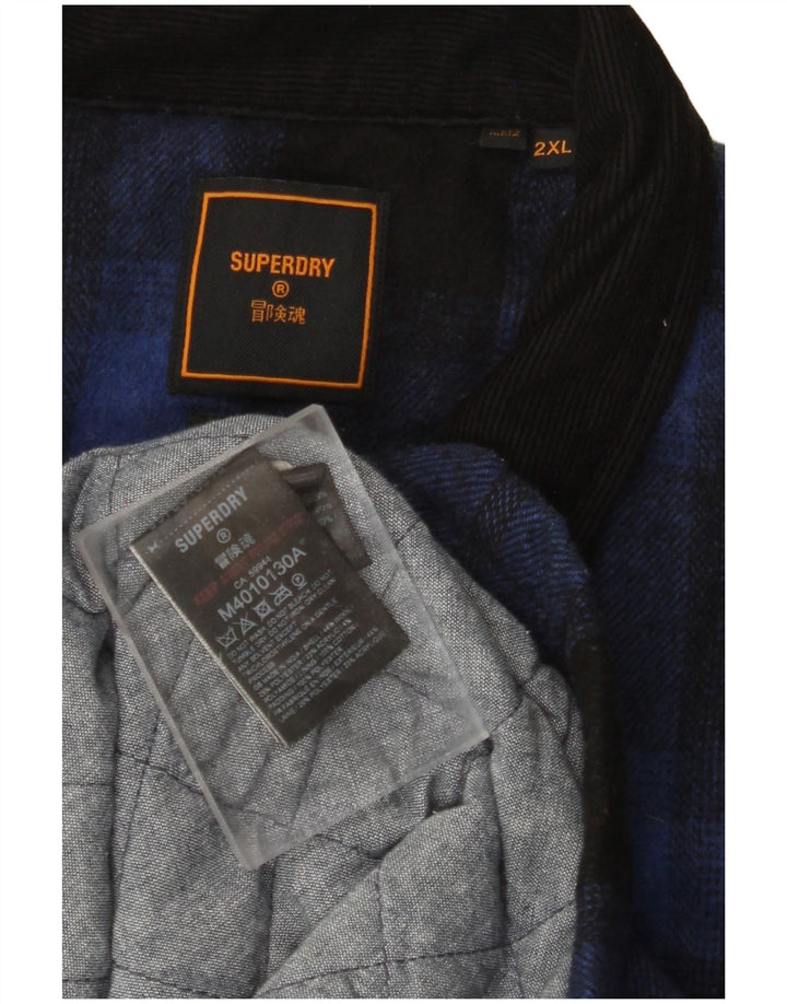 SUPERDRY Ανδρικό πουκάμισο Φανελένιο Πουκάμισο 2XL Μαλλί καρό μπλέ