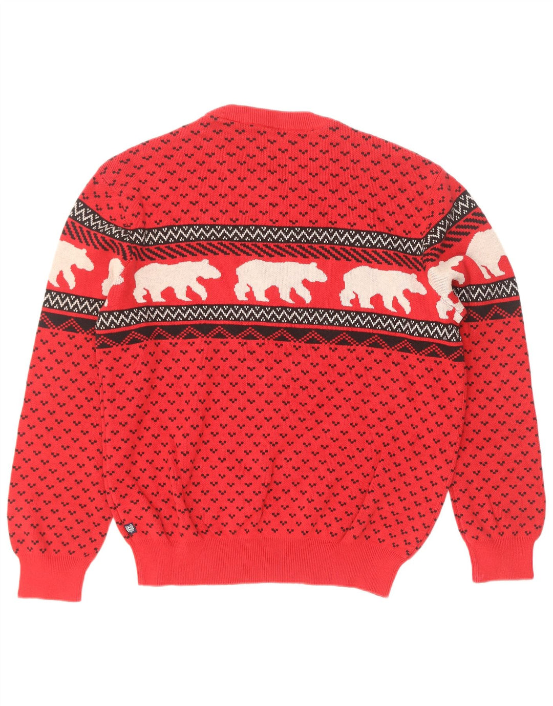 Chaps Mens Crew Neck Jumper πουλόβερ Medium Red Fair Isle