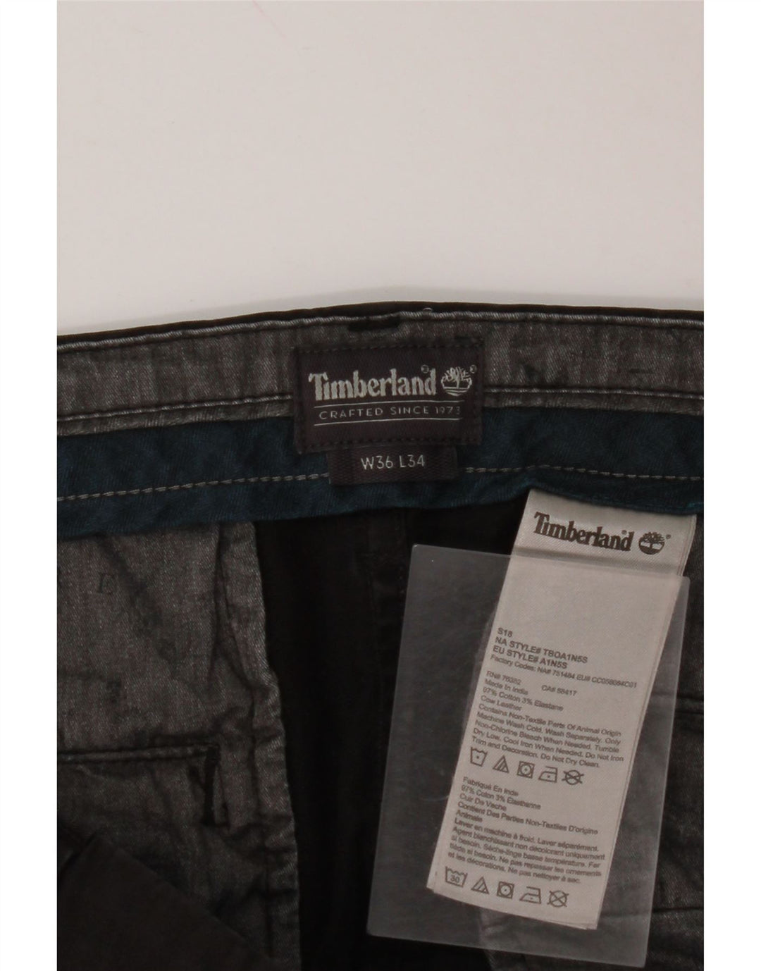 TIMBERLAND Γυναικείο ίσιο παντελόνι Chino W36 L34 Μαύρο βαμβακερό