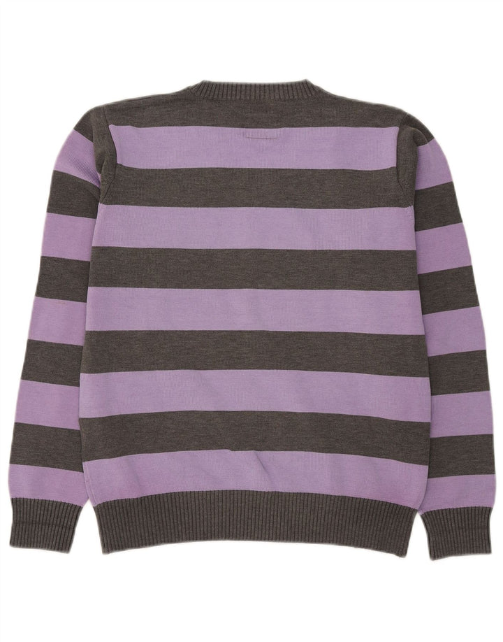 Jack & Jones Ανδρικό πουλόβερ με λαιμόκοψη σε μεσαίο μωβ ριγέ
